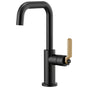 Brizo - Litze Bar Faucet with Square Spout and Industrial Handle Kit - Matte Black With Luxe Gold