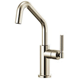 Brizo - Litze Bar Faucet with Angled Spout and Knurled Handle Kit - Polished Nickel