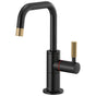 Brizo - Litze Instant Hot Faucet with Square Spout and Knurled Handle - Matte Black With Luxe Gold