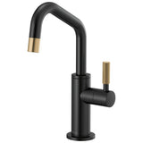 Brizo - Litze Beverage Faucet with Angled Spout and Knurled Handle - Matte Black With Luxe Gold