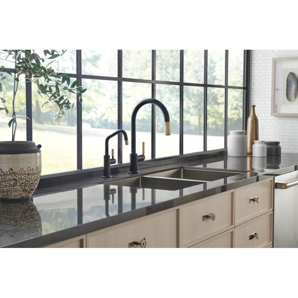 Litze Beverage Faucet with Angled Spout and Knurled Handle