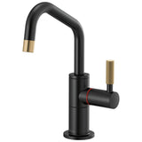 Brizo - Litze Instant Hot Faucet with Angled Spout and Knurled Handle - Matte Black With Luxe Gold