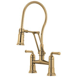 Brizo - Rook Articulating Bridge Faucet with Finished Hose - Polished Gold