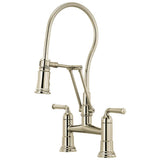 Brizo - Rook Articulating Bridge Faucet with Finished Hose - Polished Nickel