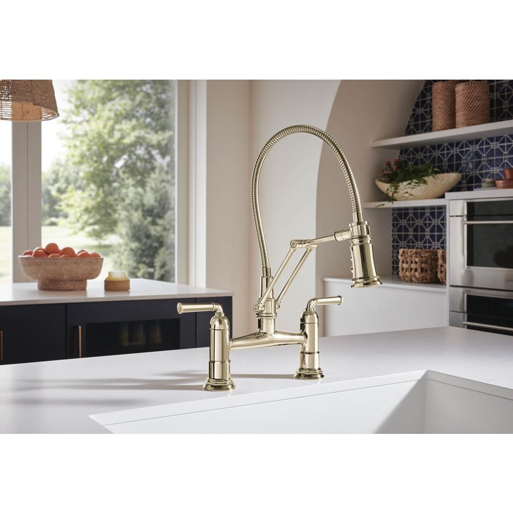 Rook Articulating Bridge Faucet with Finished Hose