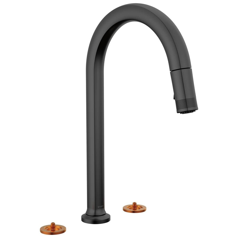 Brizo - Kintsu Widespread Pull-Down Faucet with Arc Spout - Less Handles - Matte Black