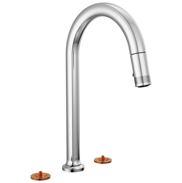 Brizo - Kintsu Widespread Pull-Down Faucet with Arc Spout - Less Handles - Chrome