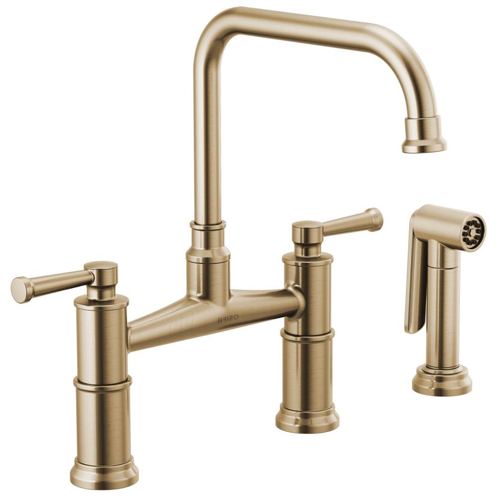 Brizo - Artesso Bridge Faucet with Side Sprayer - Luxe Gold