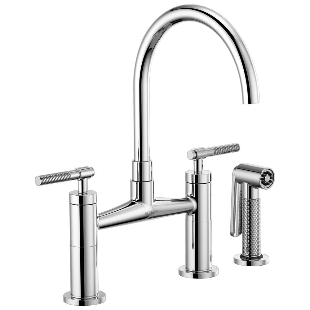 Brizo - Litze Bridge Faucet with Arc Spout and Knurled Handle - Chrome