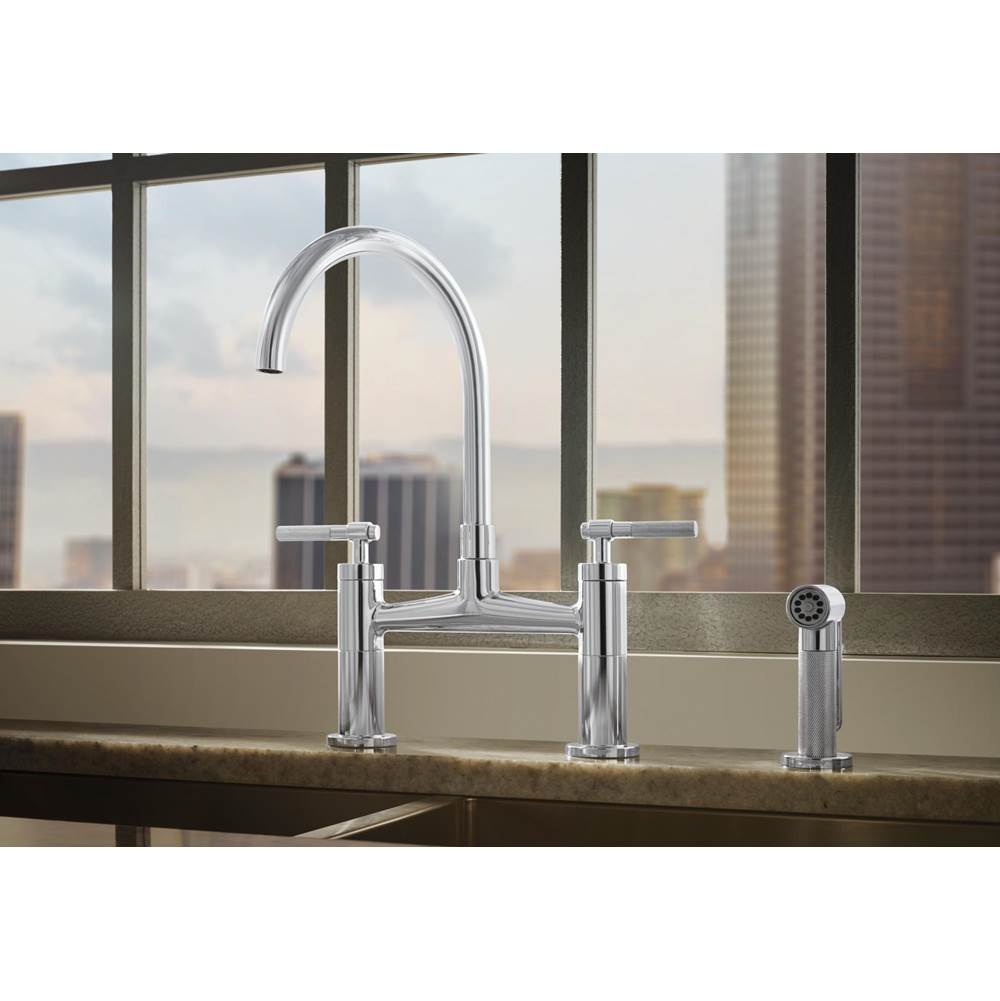 Litze Bridge Faucet with Arc Spout and Knurled Handle