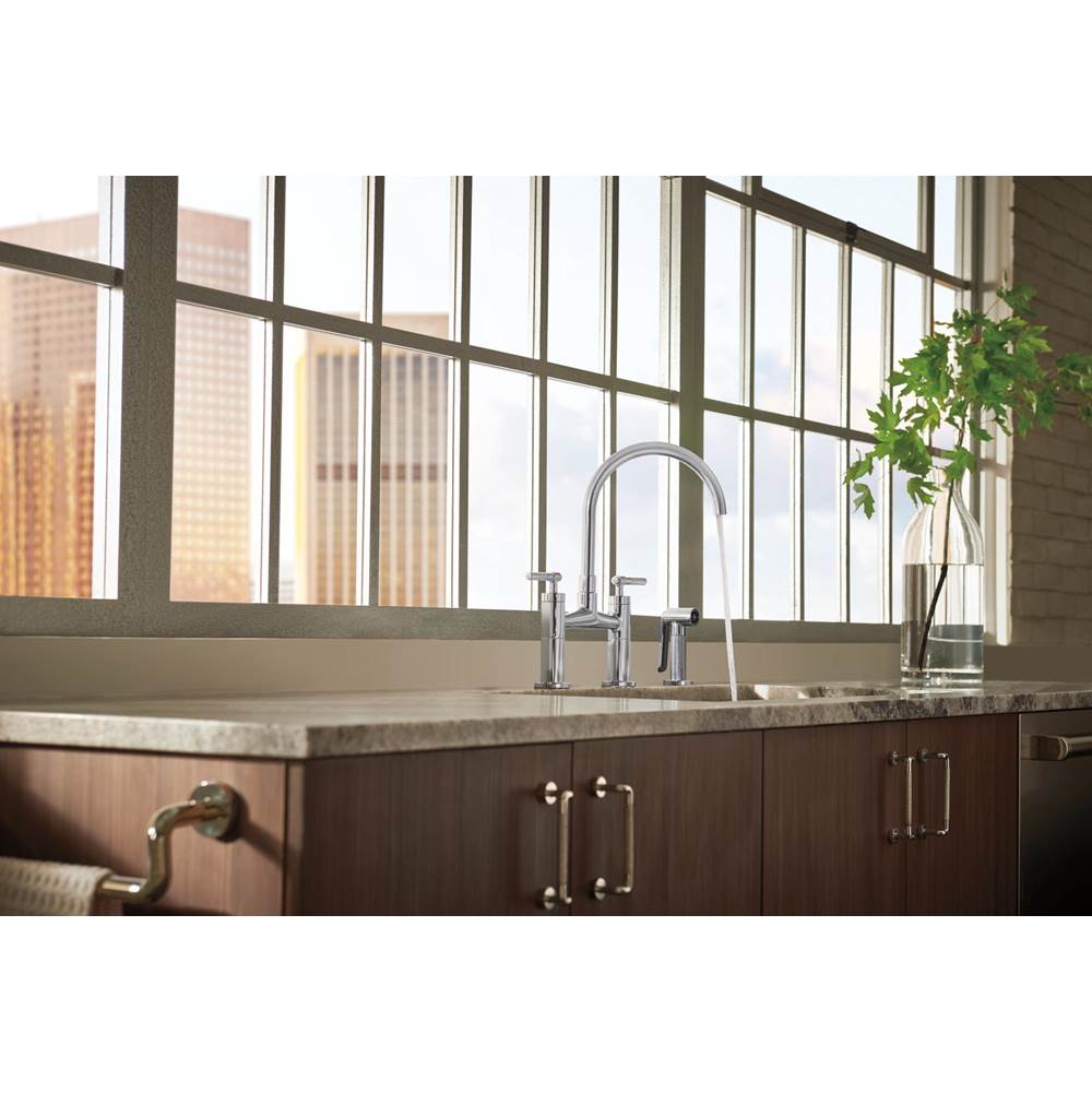 Litze Bridge Faucet with Arc Spout and Knurled Handle