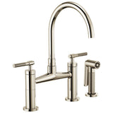 Brizo - Litze Bridge Faucet with Arc Spout and Knurled Handle - Polished Nickel