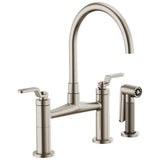 Brizo - Litze Bridge Faucet with Arc Spout and Industrial Handle - Stainless