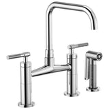 Brizo - Litze Bridge Faucet with Square Spout and Knurled Handle - Chrome