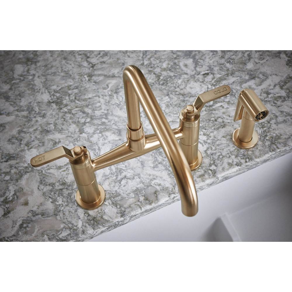 Litze Bridge Faucet with Square Spout and Industrial Handle
