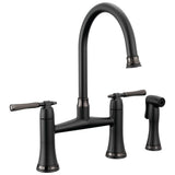 Brizo - The TulhamE Kitchen Collection by Brizo Bridge Kitchen Faucet with Side Spray - Matte Black  With  Brilliance Black Onyx
