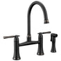 Brizo - The TulhamE Kitchen Collection by Brizo Bridge Kitchen Faucet with Side Spray - Matte Black  With  Brilliance Black Onyx