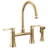 Brizo - The TulhamE Kitchen Collection by Brizo Bridge Kitchen Faucet with Side Spray - Luxe Gold  With  Polished Gold