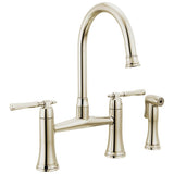 Brizo - The TulhamE Kitchen Collection by Brizo Bridge Kitchen Faucet with Side Spray - Polished Nickel