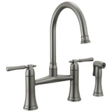 Brizo - The TulhamE Kitchen Collection by Brizo Bridge Kitchen Faucet with Side Spray - Luxe Steel