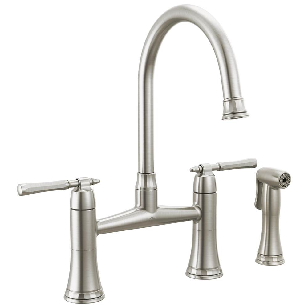 Brizo - The TulhamE Kitchen Collection by Brizo Bridge Kitchen Faucet with Side Spray - Stainless
