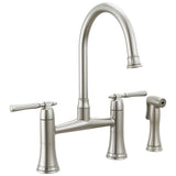 Brizo - The TulhamE Kitchen Collection by Brizo Bridge Kitchen Faucet with Side Spray - Stainless