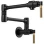 Brizo - Litze Wall Mount Pot Filler with Knurled Handle Kit - Matte Black With Luxe Gold