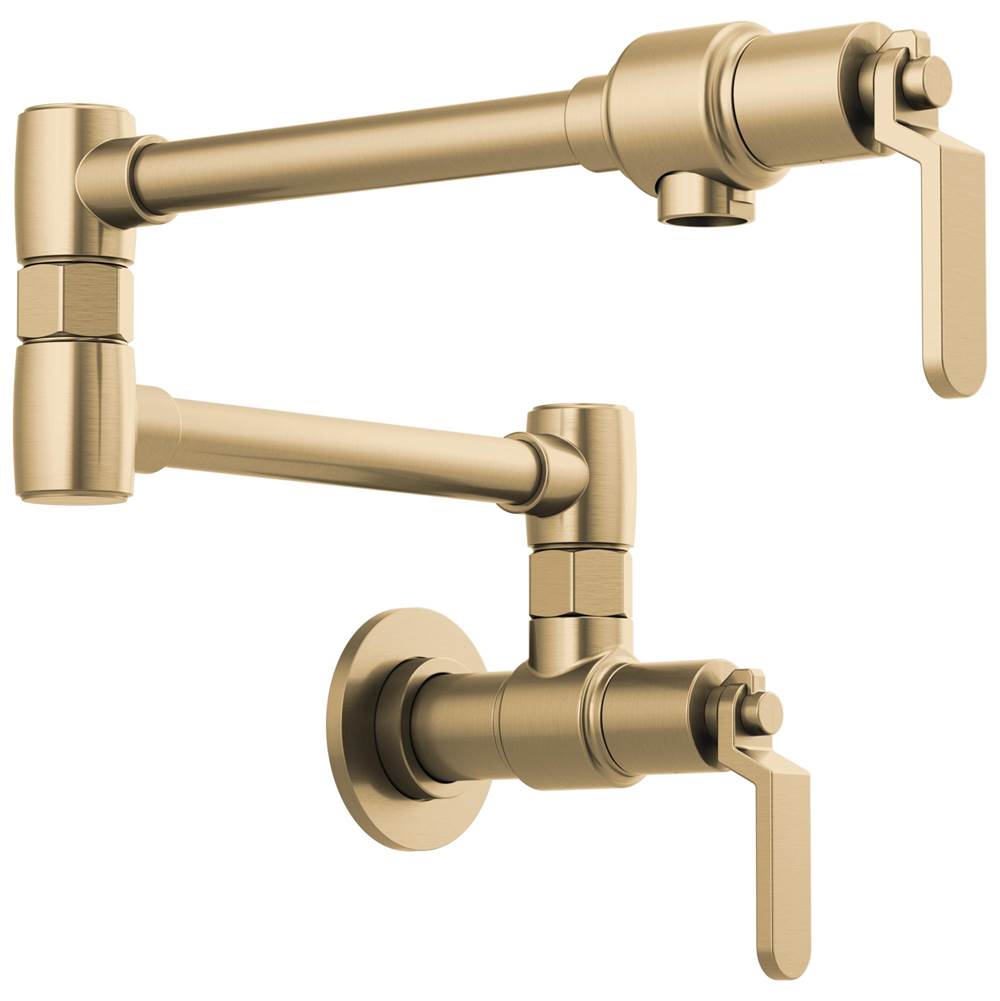 Brizo - Litze Wall Mount Pot Filler with Industrial Handle Kit - Luxe Gold