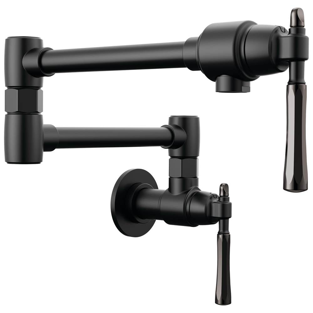 Brizo - The TulhamE Kitchen Collection by Brizo Wall Mount Pot Filler - Matte Black  With  Brilliance Black Onyx