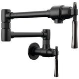 Brizo - The TulhamE Kitchen Collection by Brizo Wall Mount Pot Filler - Matte Black  With  Brilliance Black Onyx