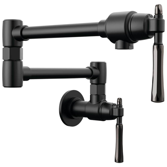 Brizo - The TulhamE Kitchen Collection by Brizo Wall Mount Pot Filler - Matte Black  With  Brilliance Black Onyx