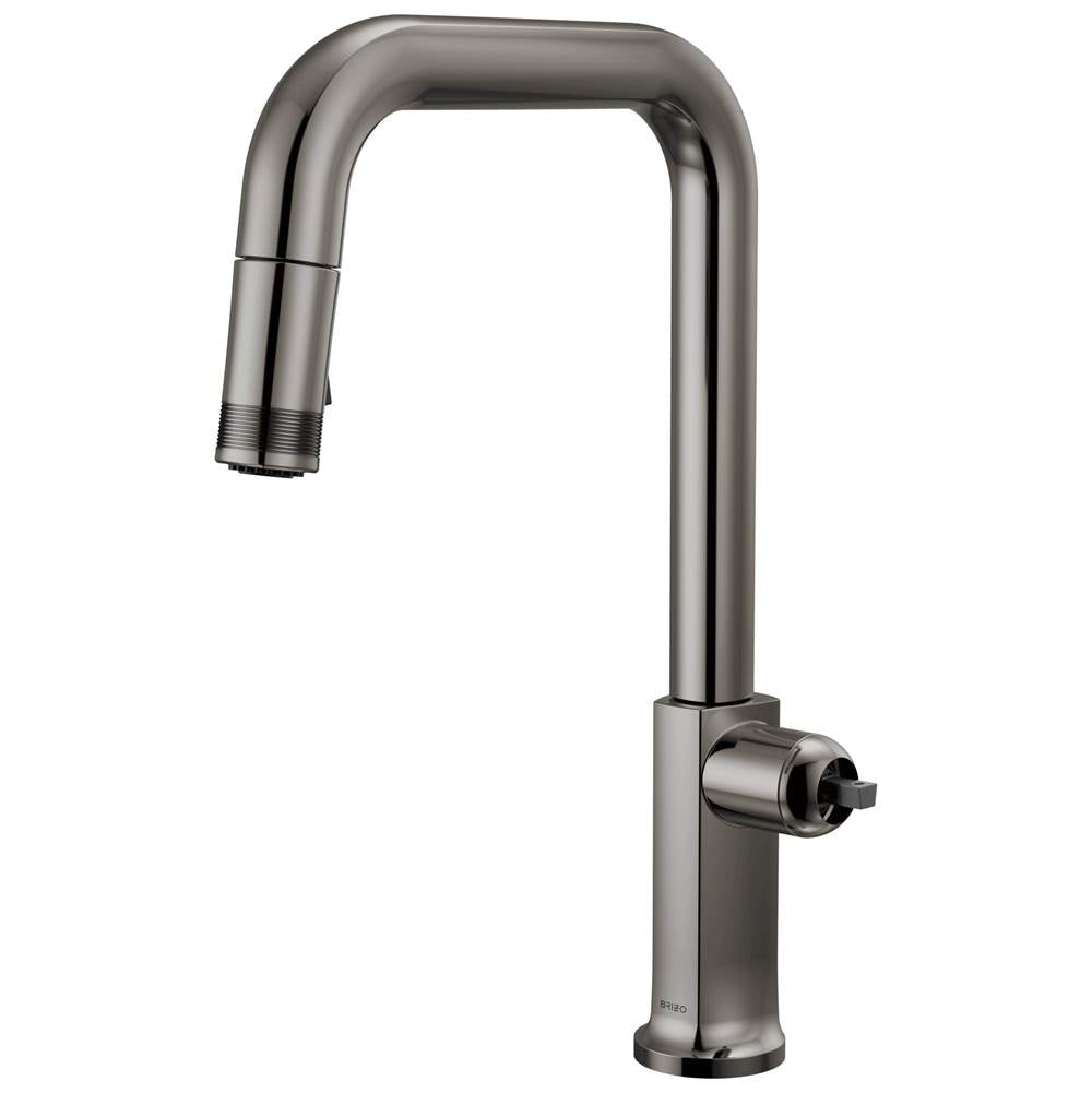 Brizo - Kintsu Pull-Down Faucet with Square Spout - Less Handle - Brilliance Black Onyx