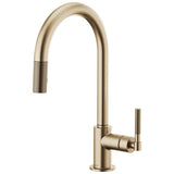 Brizo - Litze Pull-Down Faucet with Arc Spout and Knurled Handle - Luxe Gold