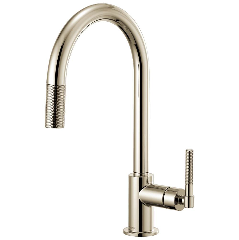Brizo - Litze Pull-Down Faucet with Arc Spout and Knurled Handle - Polished Nickel