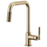 Brizo - Litze Pull-Down Faucet with Square Spout and Knurled Handle - Luxe Gold