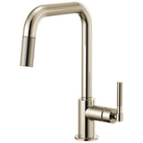 Brizo - Litze Pull-Down Faucet with Square Spout and Knurled Handle - Polished Nickel