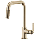 Brizo - Litze Pull-Down Faucet with Square Spout and Industrial Handle - Luxe Gold