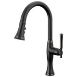 Brizo - The TulhamE Kitchen Collection by Brizo Pull-Down Kitchen Faucet - Matte Black  With  Brilliance Black Onyx