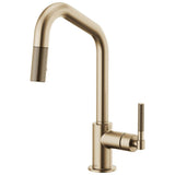 Brizo - Litze Pull-Down Faucet with Angled Spout and Knurled Handle - Luxe Gold