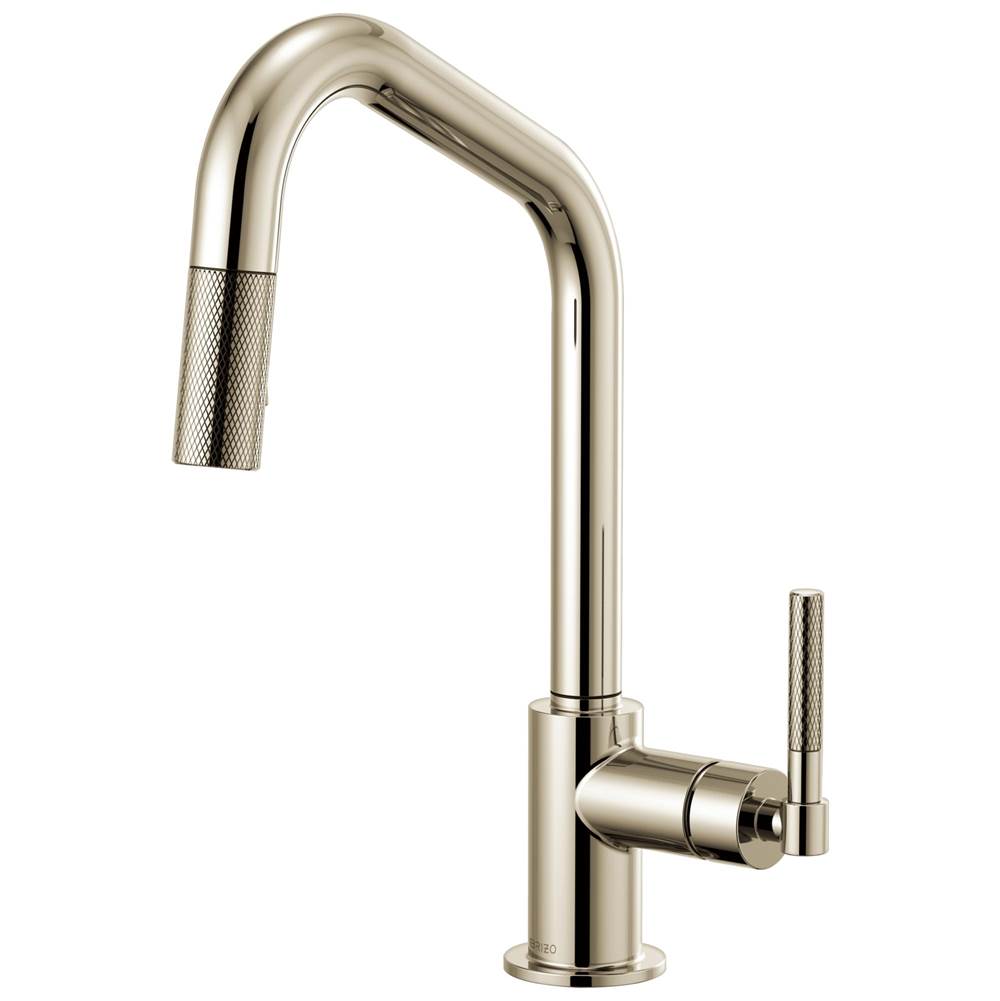 Brizo - Litze Pull-Down Faucet with Angled Spout and Knurled Handle - Polished Nickel