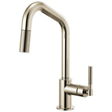 Brizo - Litze Pull-Down Faucet with Angled Spout and Knurled Handle - Polished Nickel