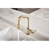 Litze Pull-Down Faucet with Angled Spout and Industrial Handle