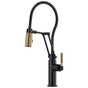 Brizo - Litze Articulating Faucet With Finished Hose - Matte Black With Luxe Gold