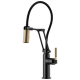 Brizo - Litze Articulating Faucet with Knurled Handle - Matte Black With Luxe Gold