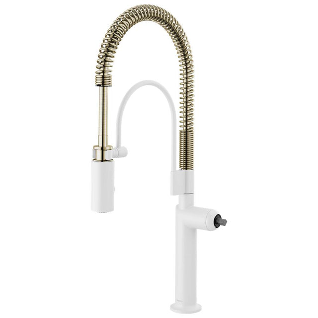 Brizo - Jason Wu for BrizoE Semi-Professional Kitchen Faucet - Less Handle - Matte White With Polished Nickel