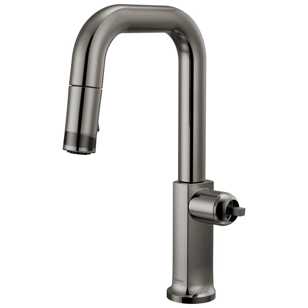 Brizo - Kintsu Pull-Down Prep Faucet with Square Spout - Less Handle - Brilliance Black Onyx