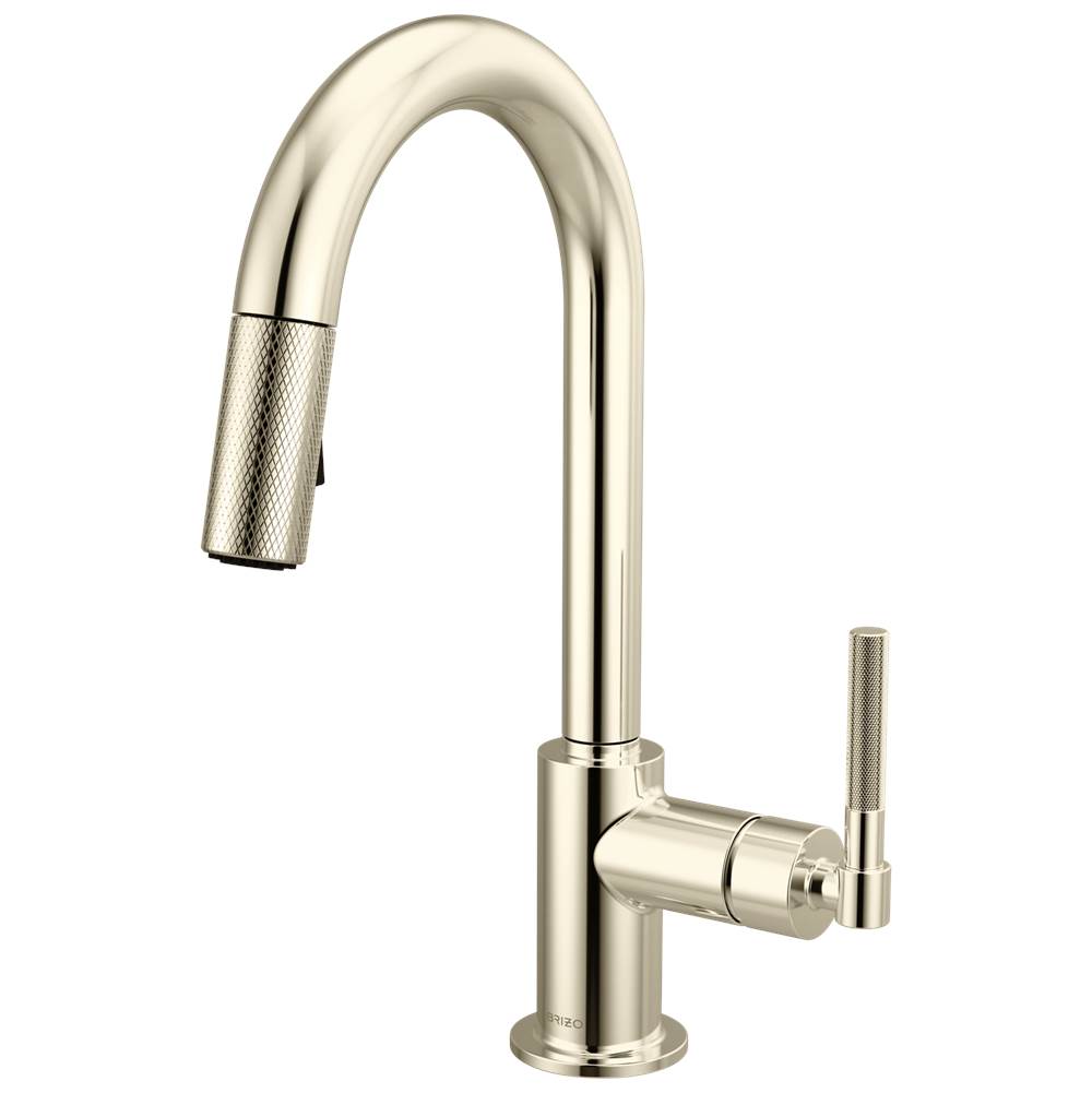 Brizo - Litze Pull-Down Prep Faucet with Arc Spout - Knurled Handle - Polished Nickel