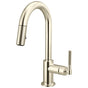 Brizo - Litze Pull-Down Prep Faucet with Arc Spout - Knurled Handle - Polished Nickel