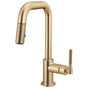 Brizo - Litze Pull-Down Prep Faucet with Square Spout - Knurled Handle - Luxe Gold