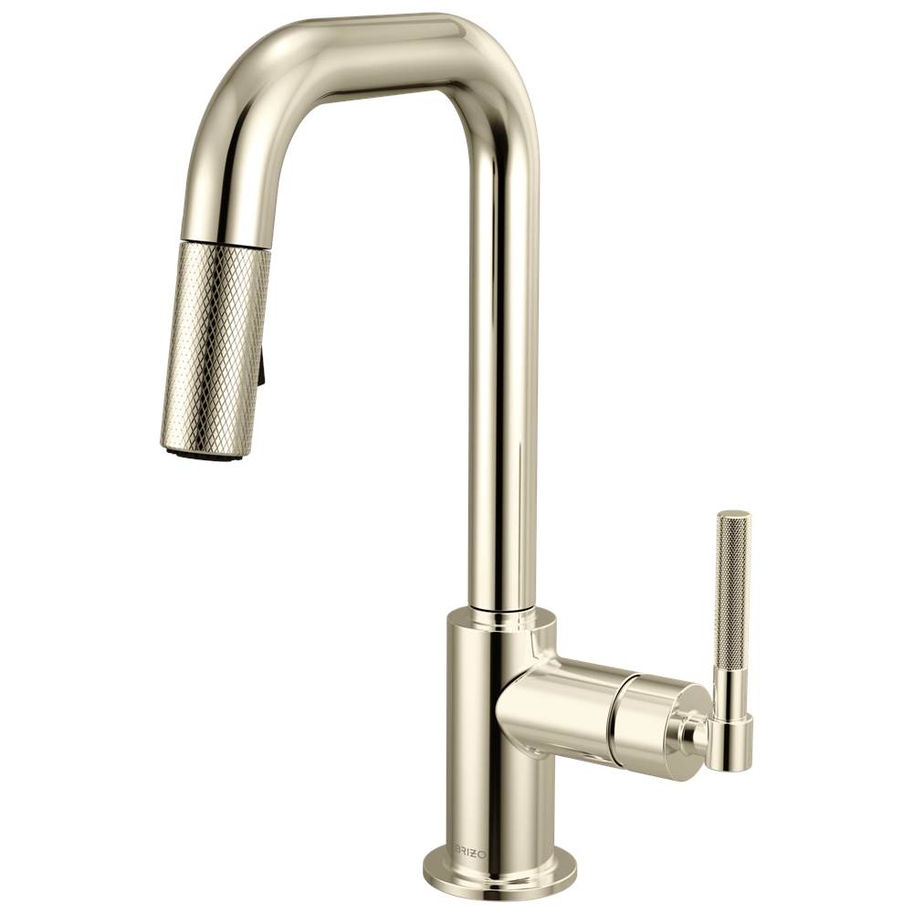Brizo - Litze Pull-Down Prep Faucet with Square Spout - Knurled Handle - Polished Nickel